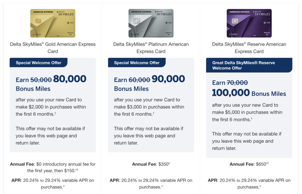 Personal Amex Delta Credit Cards