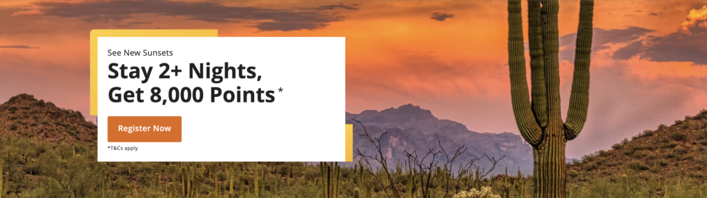 Stay two night and more and get 8,000 points