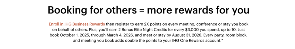 Register IHG Business Rewards Earn 2X Points & 2 Elite Nights offer