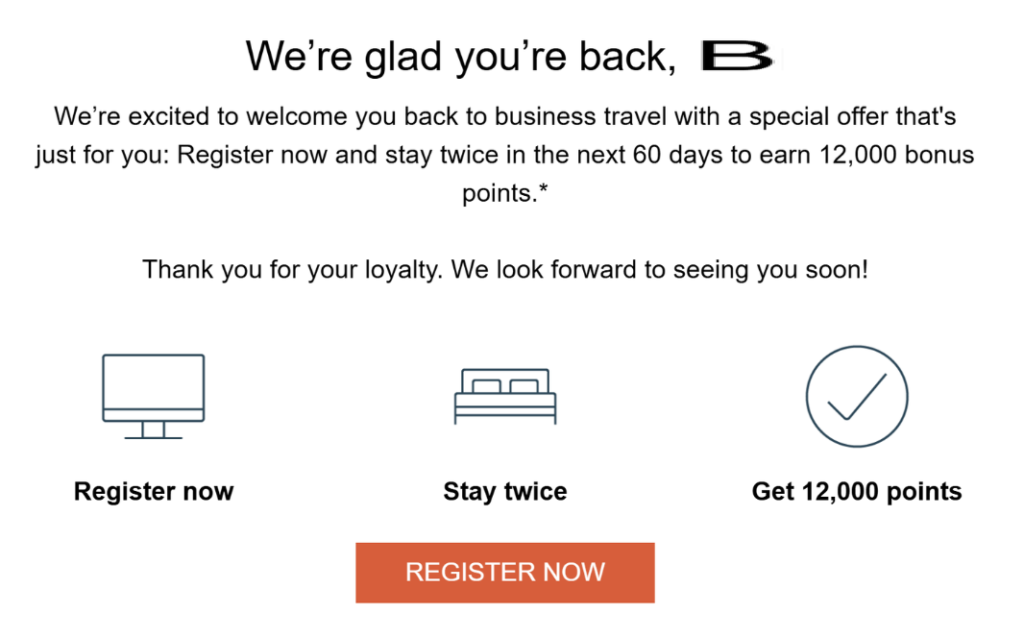 Earn 12,000 Bonus Points with IHG's Two-Stay Offer (Target) 2 example offer - Welcome Back: Stay Twice, Get 12,000 Points