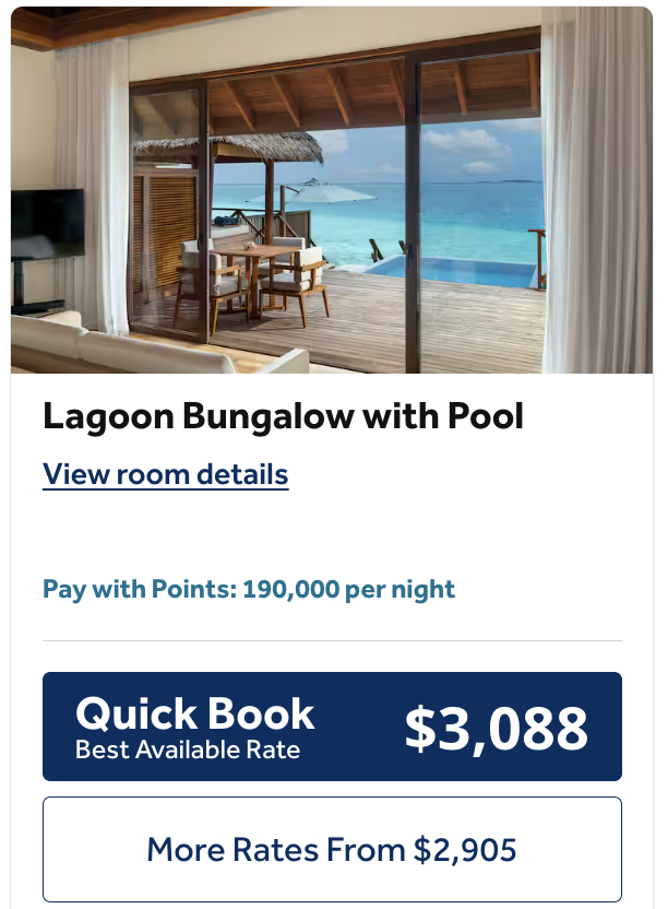 Example of benefits from buying points (Huvafen Fushi Maldives, an SLH Hotel)