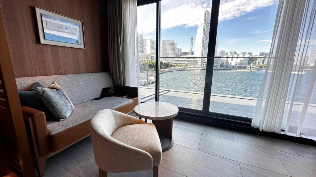 Ocean breeze from the full-height window of the room at the InterContinental Yokohama Pier 8