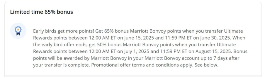 65% Transfer Bonus from Chase to Marriott