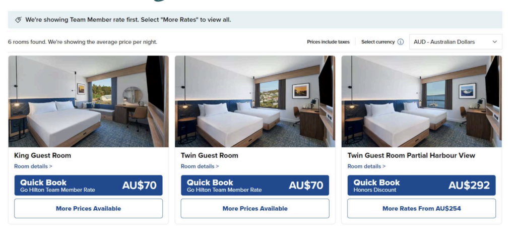 Select the Go Hilton rate and room