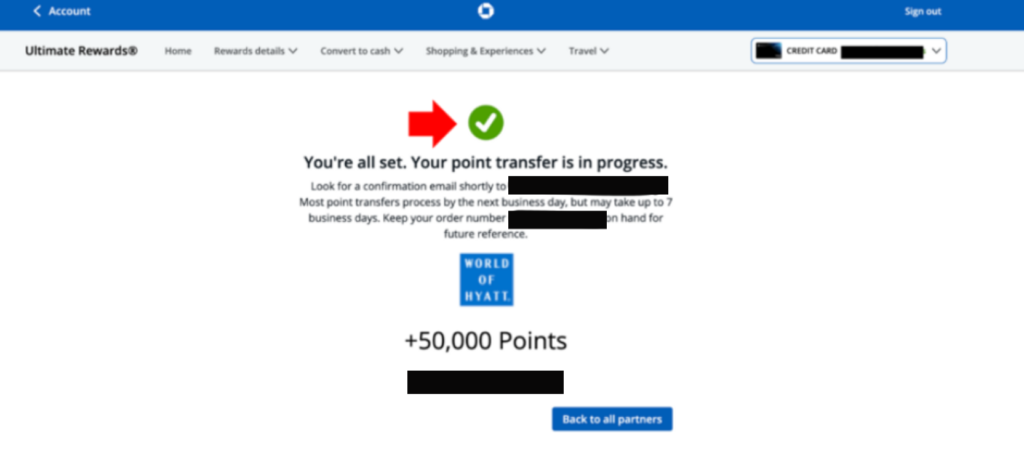 Notification of successful transfer