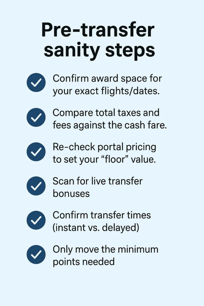 CHECKLIST: Pre-transfer sanity steps