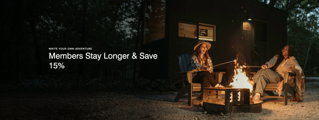Stay for 3+ Nights at Postcard Cabins Receive a 15% Discount 1 save 15% on stays of three nights or more at participating Postcard Cabins hotels