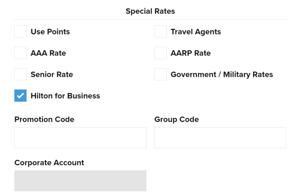 Hilton for Business rate