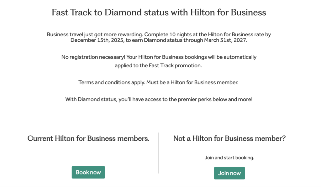 Hilton for Business Fast Track to Diamond