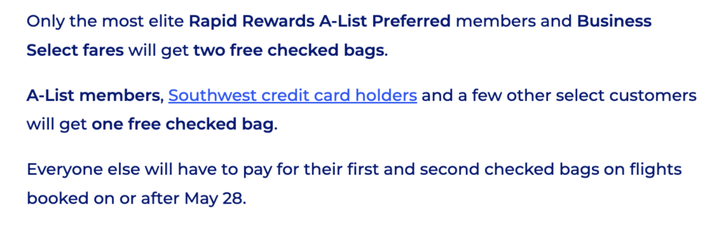 Southwest Airlines Ends Free Checked Bags for Most