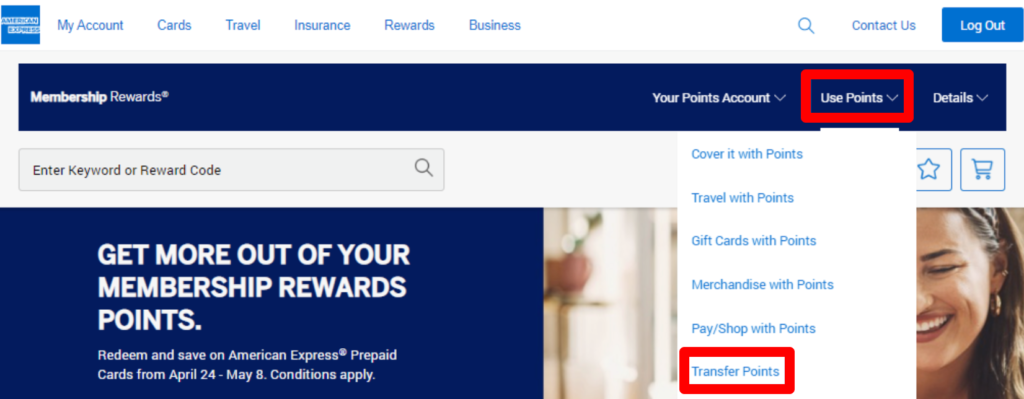 Transfer AMEX points