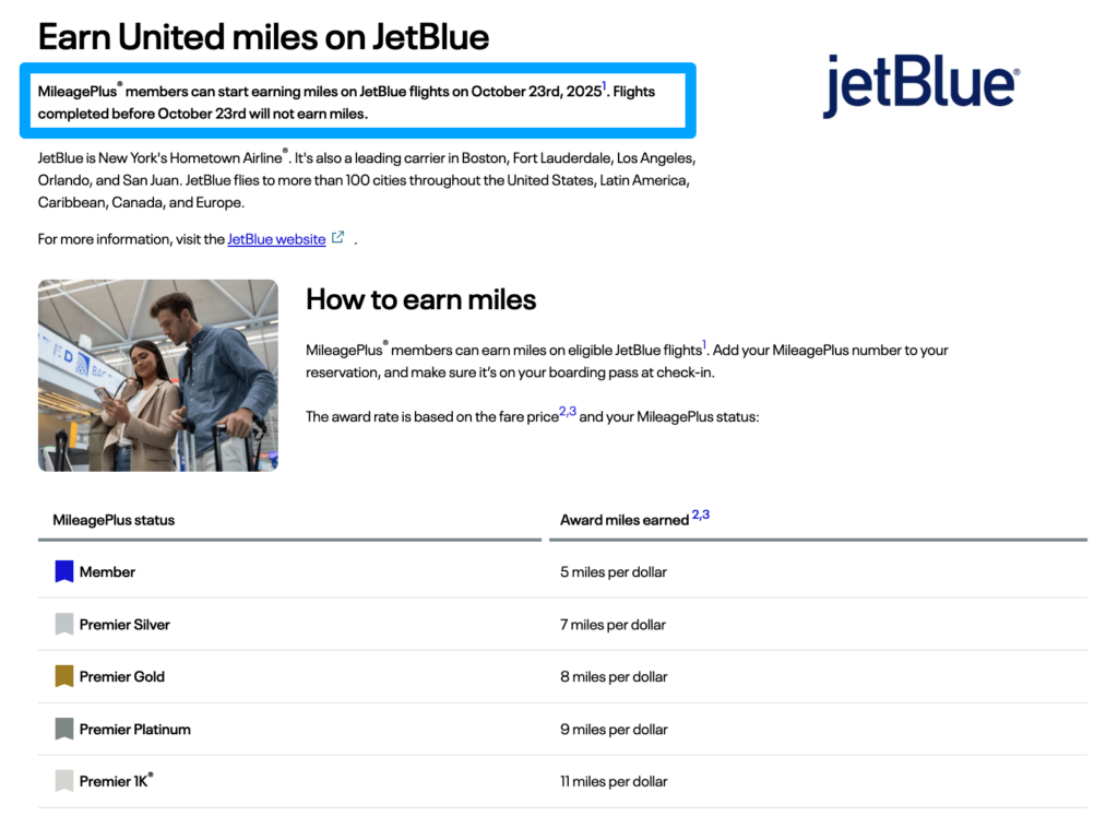 earn MileagePlus on JetBlue