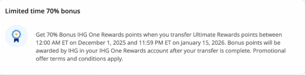 Chase to IHG 70% Bonus Transfer