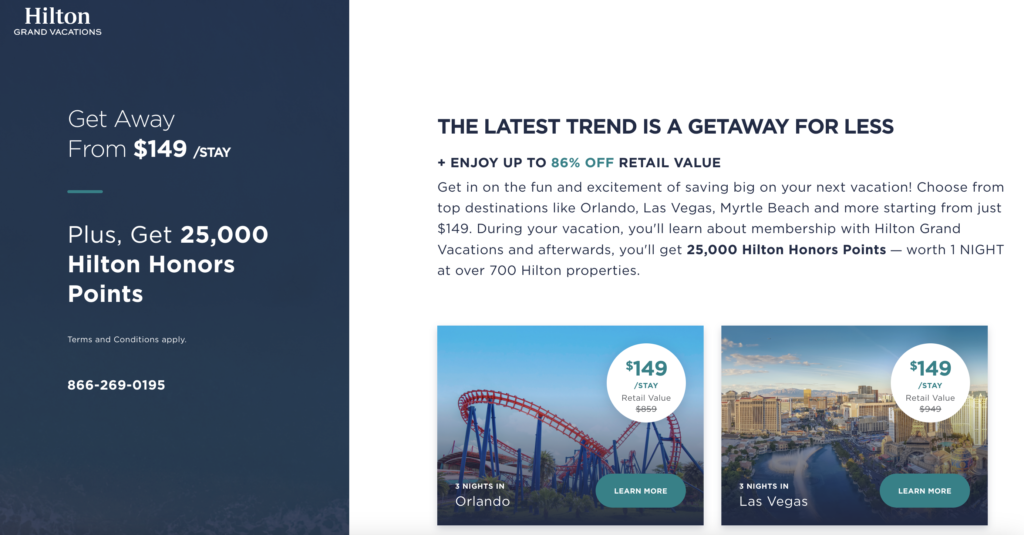 25,000 Hilton Honors bonus points city packages (e.g., Orlando & Las Vegas) by November 4, 2025