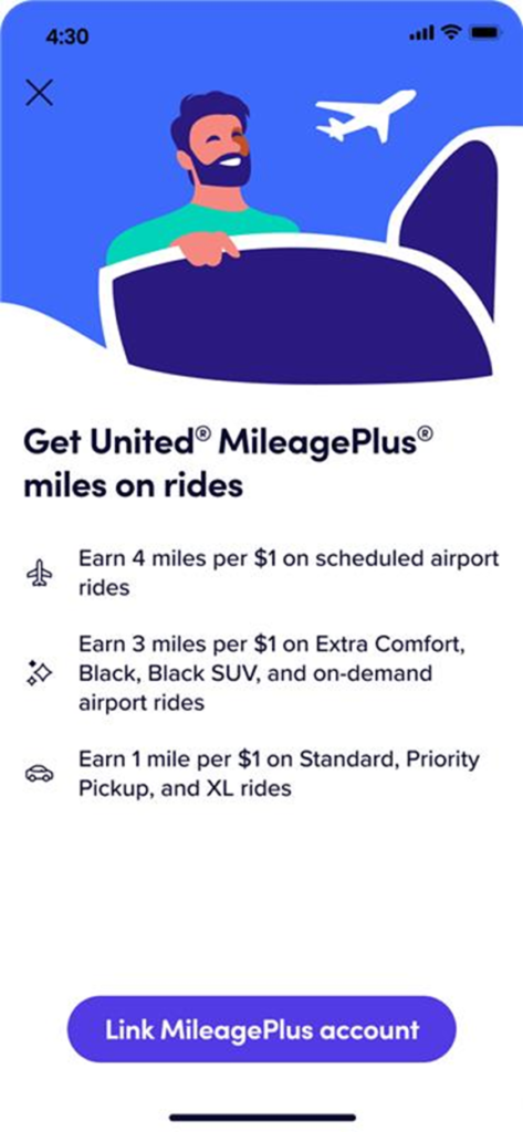 Earn United Miles with Lyft
