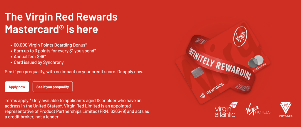 Virgin Red Rewards Mastercard credit card offer