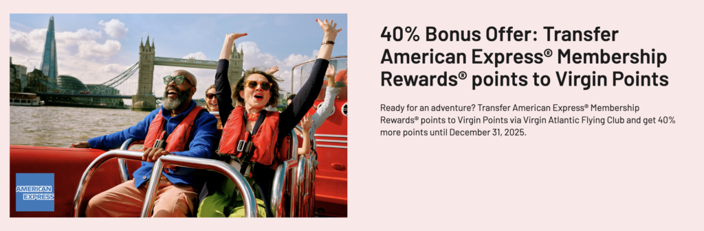 Amex to Virgin Atlantic 40% Transfer Bonus