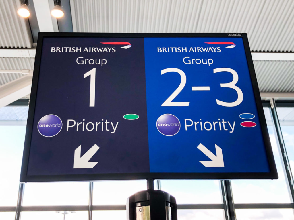 BA Priority boarding for oneworld level 