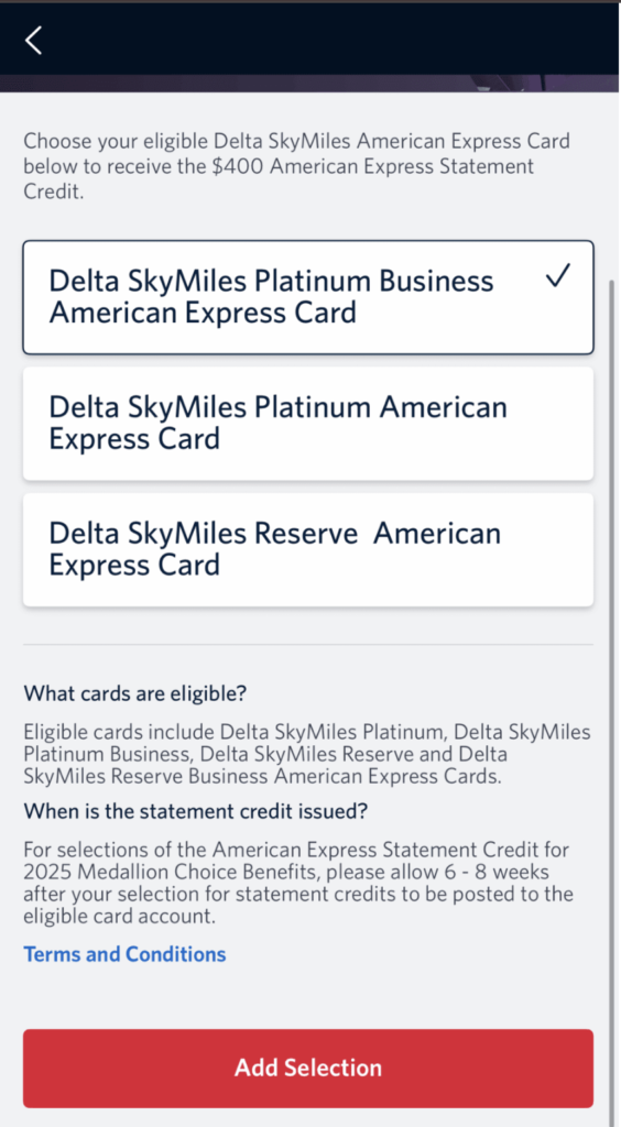 Choice American Express Statement Credit