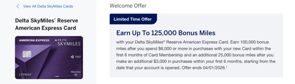 Current Welcome Bonus
