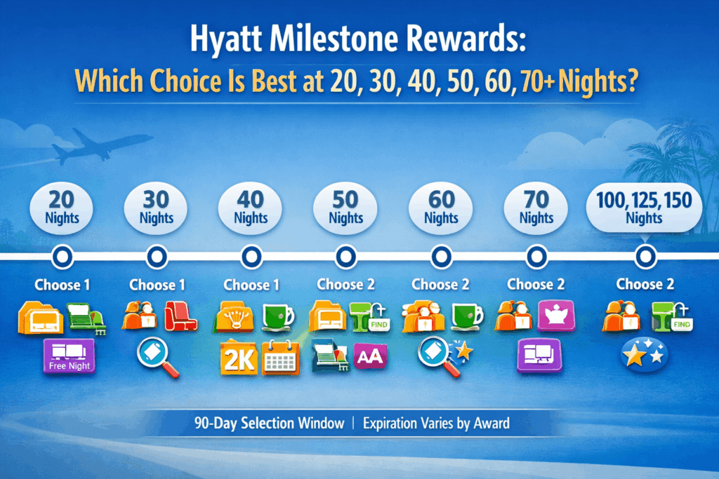 Hyatt Milestone Rewards: Which Choice Is Best at 20, 30, 40, 50, 60, 70+ Nights?