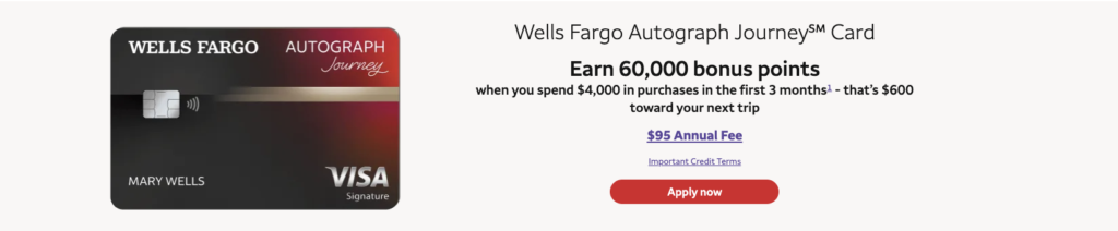 Wells Fargo Autograph Journey Card current welcome offer