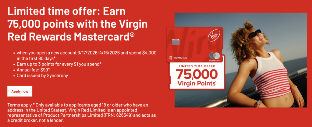 limited time Virgin Red Mastercard offer