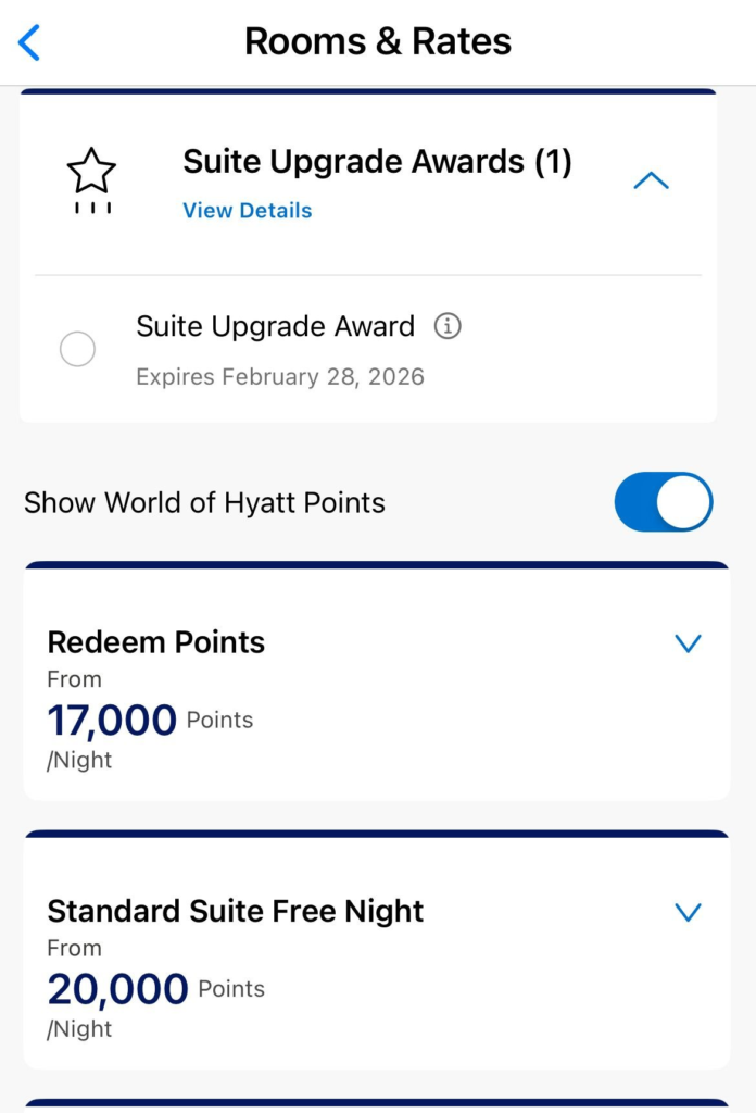 Hyatt SUA Playbook: How Suite Upgrade Awards Can Save You Hundreds (or More) Per Trip 2 suite upgrade awards choose