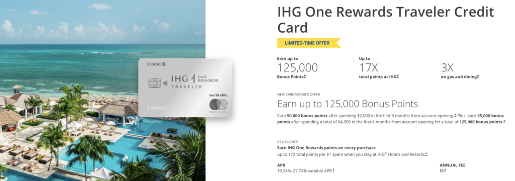 IHG One Rewards Traveler Credit Card Welcome Offer