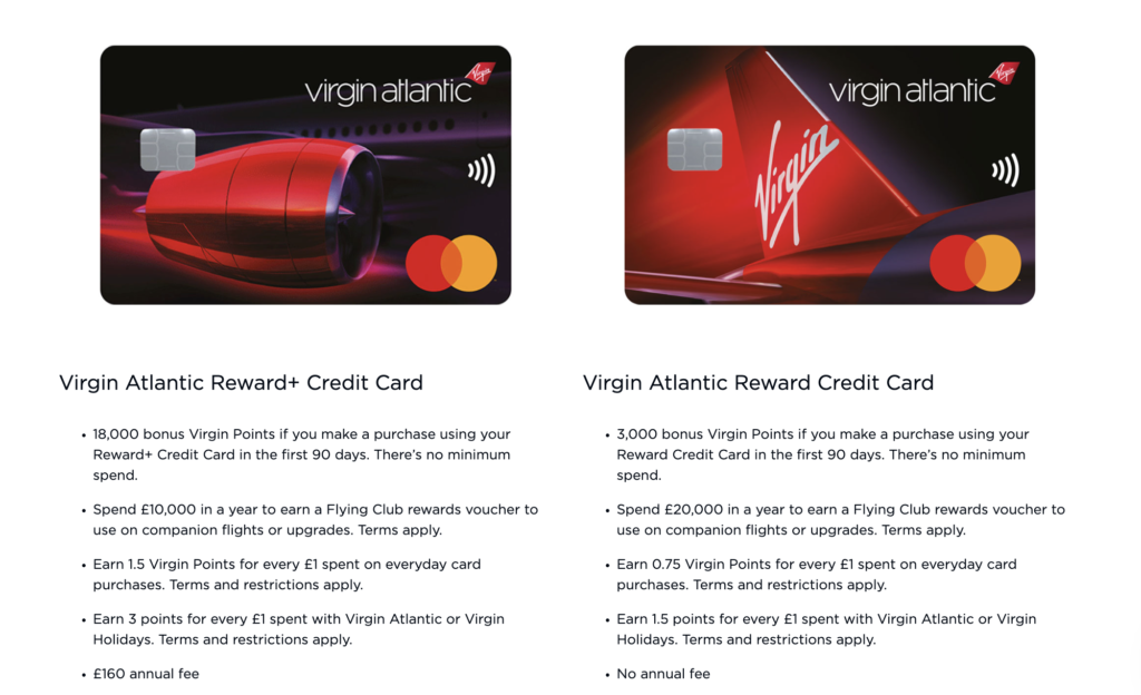 Virgin Atlantic’s  credit cards UK