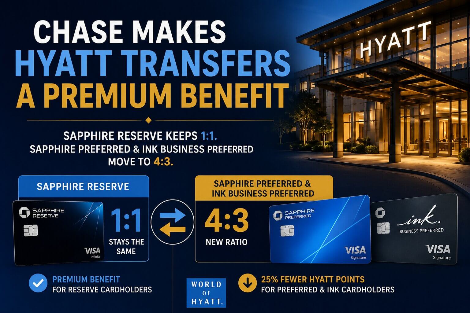 Chase Just Made Hyatt Transfers a Premium Sapphire Reserve Benefit