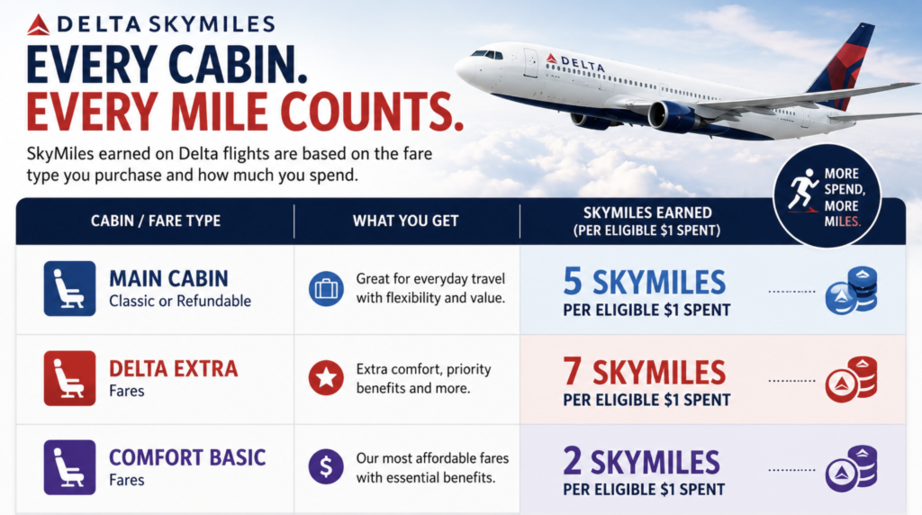 Earning base SkyMiles miles on Delta flights
