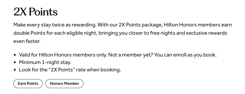 Hilton 2X Point Package