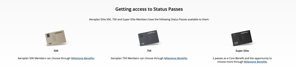 Air Canada Status Passes: Benefits, Expiry & Lounge Access 3 Air Canada Status Pass is a benefit available to Aeroplan 50K, 75K, and Super Elite members