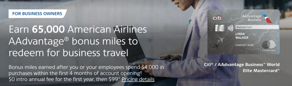 Citi / AAdvantage Business World Elite Mastercard Review 5 Welcome Bonus