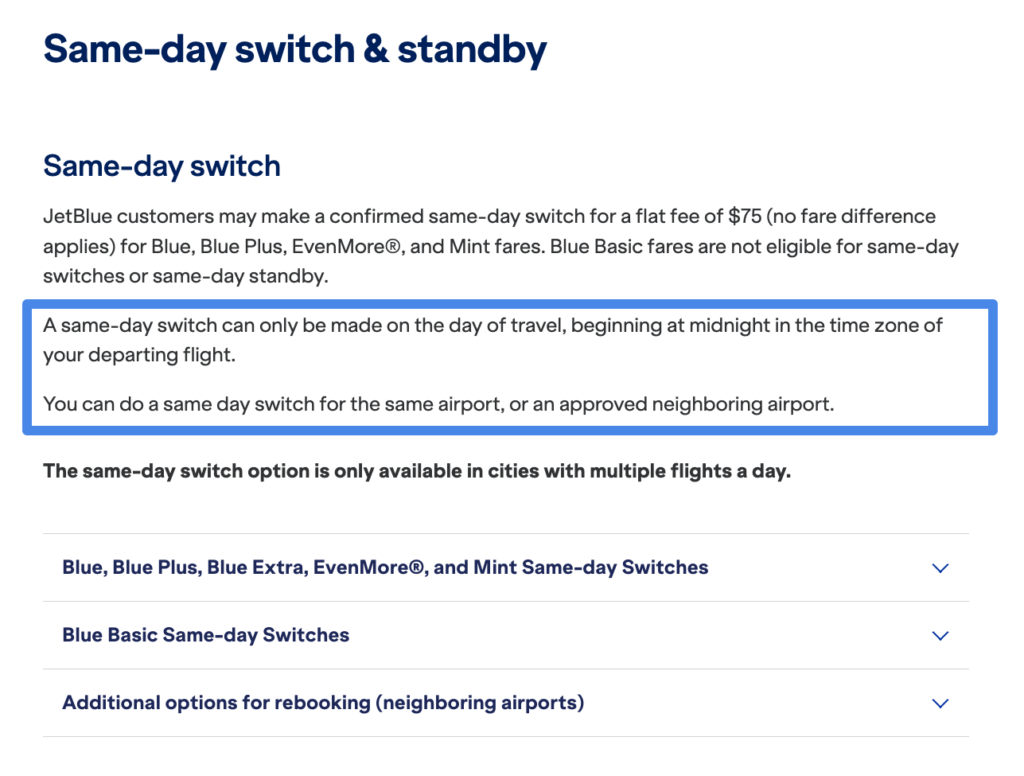 JetBlue Same-Day Flight Change: Fees, Fare Rules, Standby & Mosaic Benefits 3 image 22