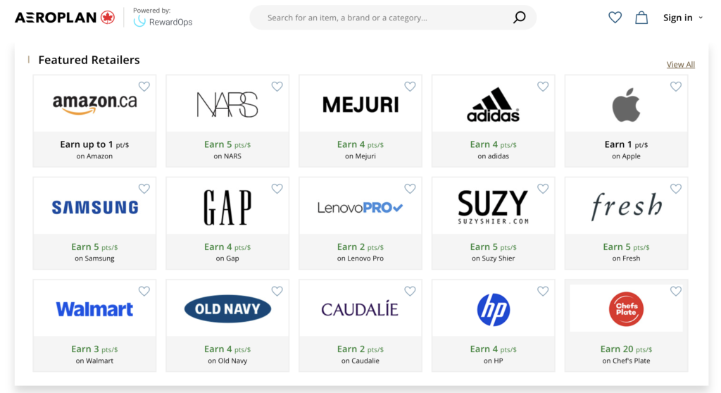 Aeroplan eStore
