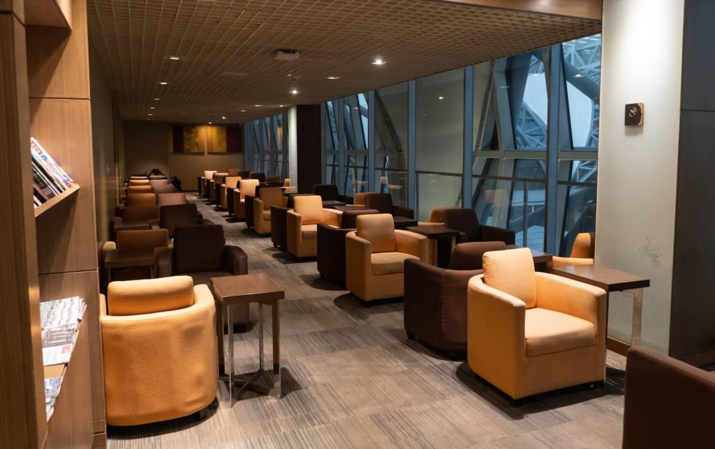 Airport lounge seating, a benefit unlocked by Tier Points and elite status