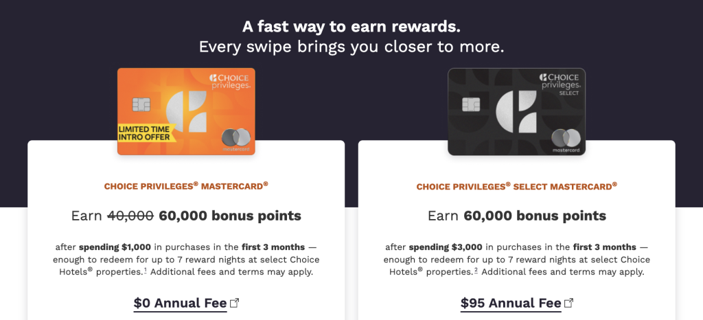Choice's co-branded credit cards
