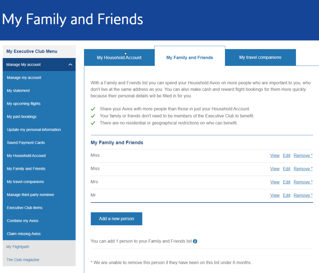 British Airways Family and Friends List Explained 5 Family & Friends List