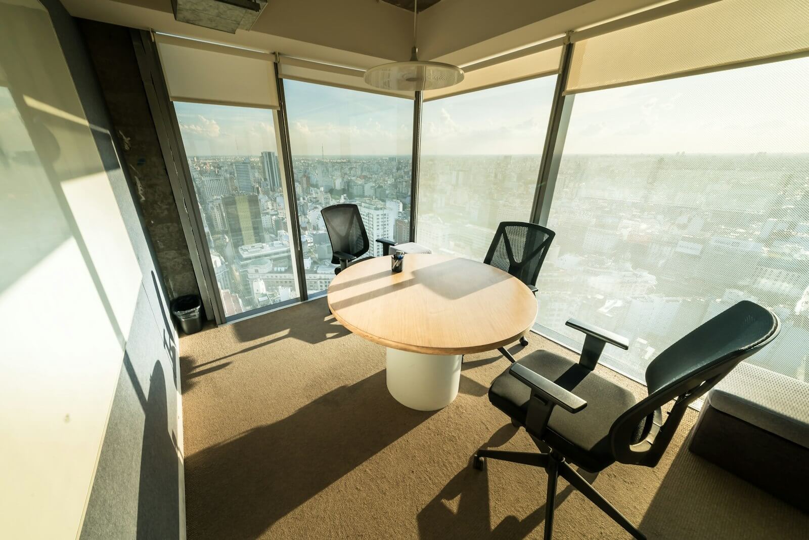 Corporate meeting room with city view