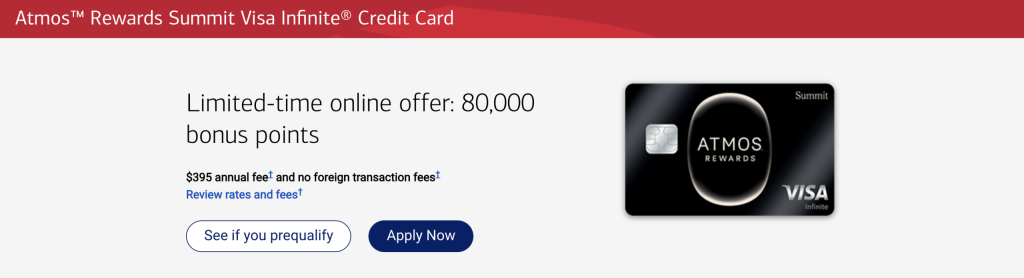 Apply Atmos Rewards Summit Visa Infinite Card