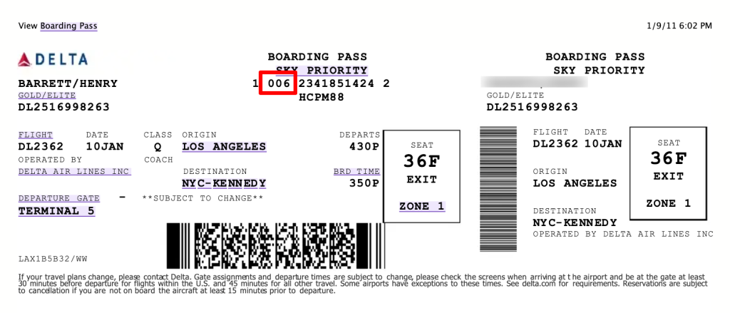 Delta e-ticket number is 13 digits long