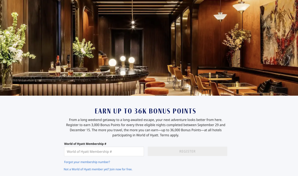 World of Hyatt: Earn 3,000 Bonus Points for Every 3 Nights (Through Dec 15, 2026) 3 Earn up to 36K Hyatt Bonus Points