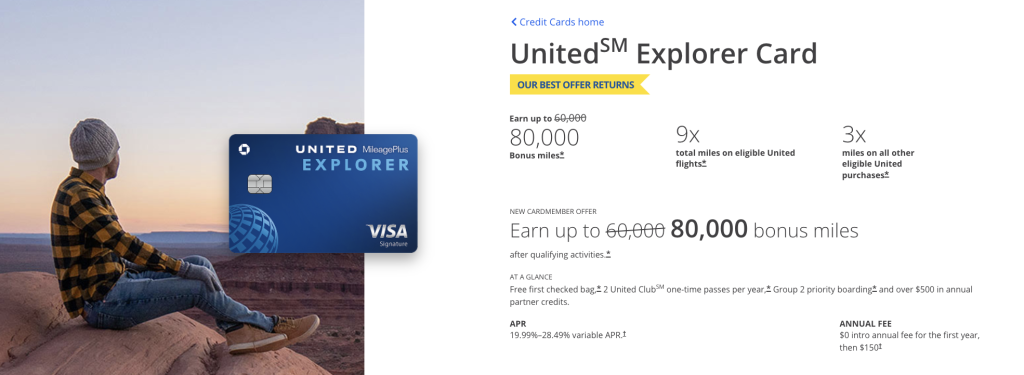 United Explorer Card Welcome Bonus