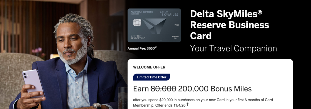 Delta SkyMiles Reserve Business Card Review: Is the $650 Fee Worth It? 3 Delta SkyMiles Reserve Business Card Welcome Bonus